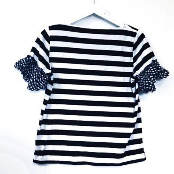 J. Crew gingham ruffle sleeve striped top, Size S - Picture 3 of 6